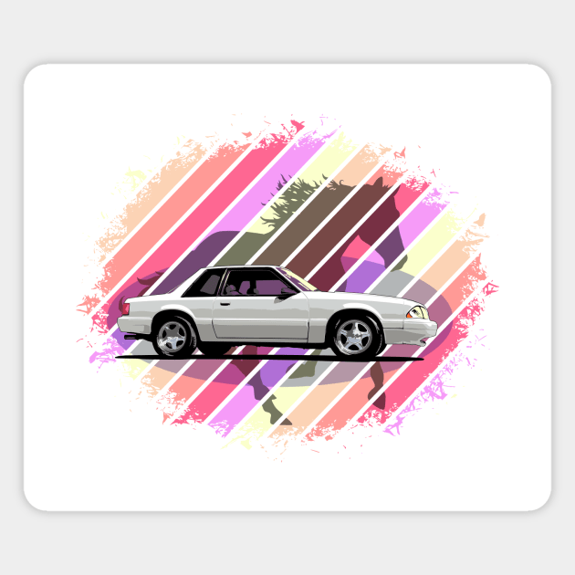 White 88 Ford Fox Body Mustang Magnet by ZoeysGarage